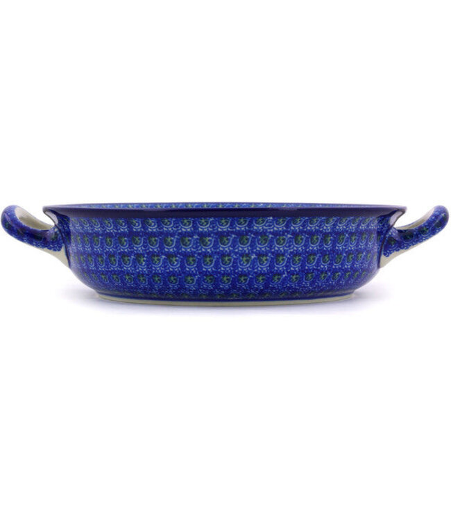Round Baker with Handles Medium Blue Poppies