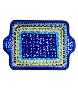 Polmedia Polish Pottery Rect Baker w/ Handles 9" Spring Country Trip