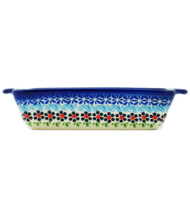 Polmedia Polish Pottery Rect Baker w/ Handles 9" Spring Country Trip