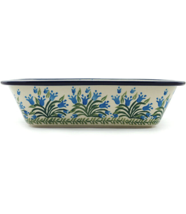 Polmedia Polish Pottery Rectangular Baker 10" Feathery Bluebells