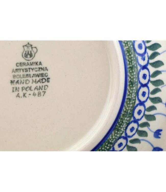 Polmedia Polish Pottery Pasta Bowl 9" Water Tulip Theme