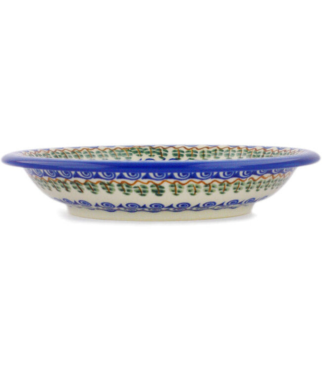 Polmedia Polish Pottery Pasta Bowl 9" Blue Pansy Theme