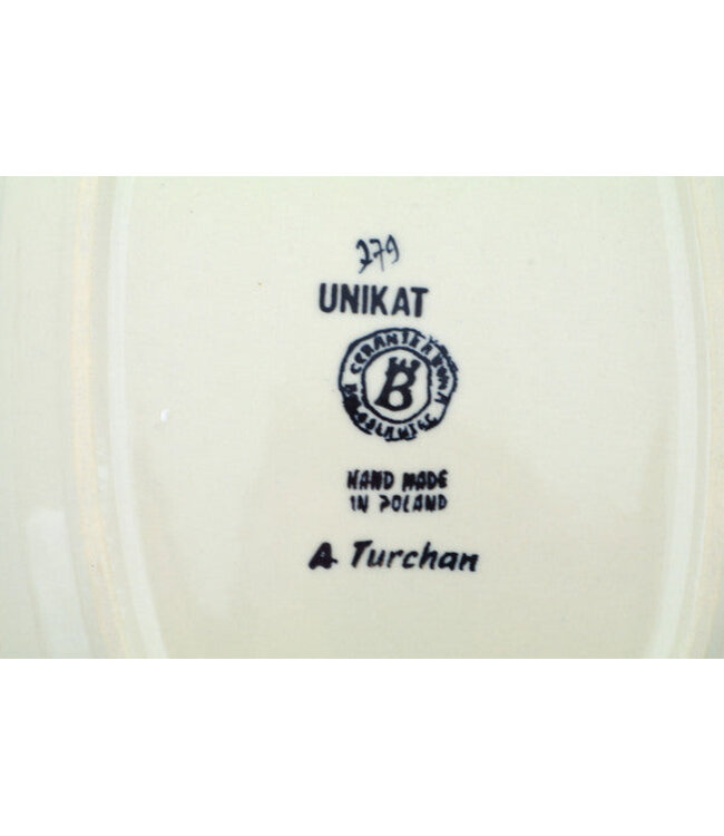 Polmedia Polish Pottery Oval Platter 11" Lovely Blueberries Theme