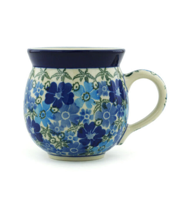 Polmedia Polish Pottery Bubble Mug 12oz Fields of Blue Theme