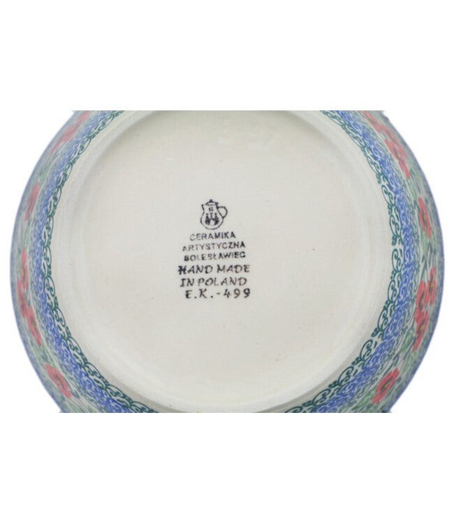 Polmedia Polish Pottery Bowl 7" Red Pansy Theme