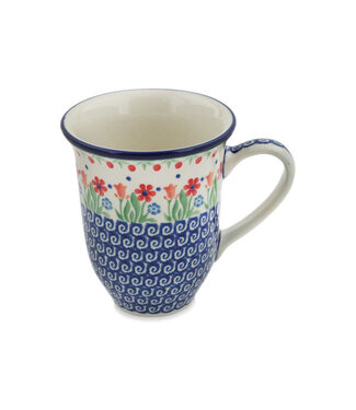 Polmedia Polish Pottery Bistro Mug 17 oz Babcia's Garden Theme