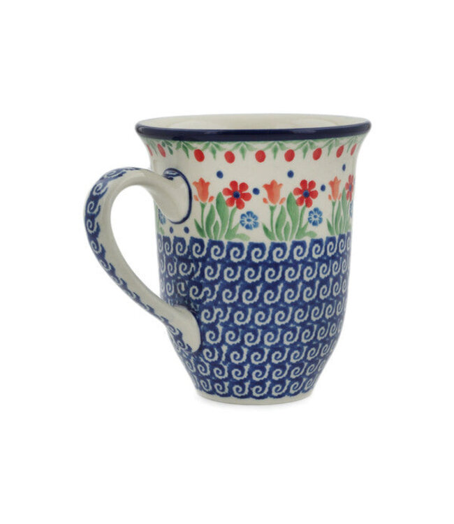 Polmedia Polish Pottery Bistro Mug 17 oz Babcia's Garden Theme