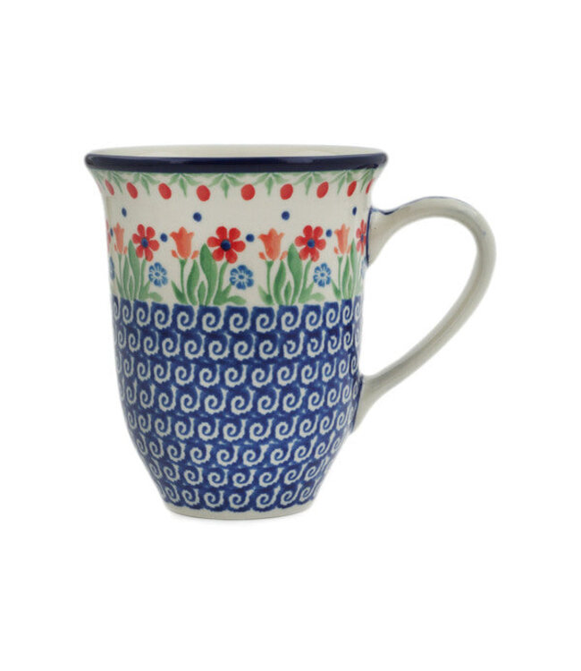Polmedia Polish Pottery Bistro Mug 17 oz Babcia's Garden Theme