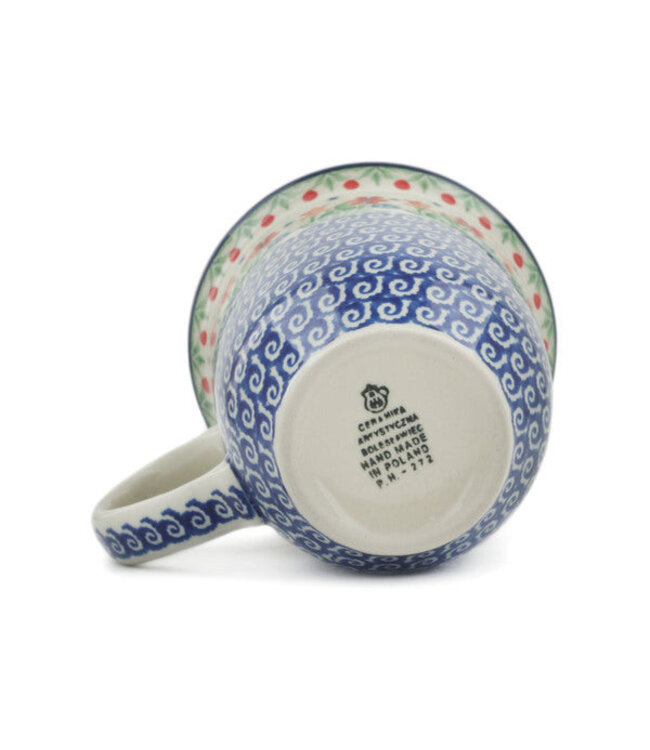 Polmedia Polish Pottery Bistro Mug 17 oz Babcia's Garden Theme
