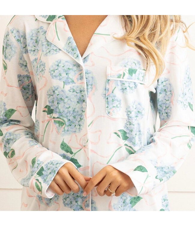 Long Luxe PJ Set - Hydrangea Ribbons