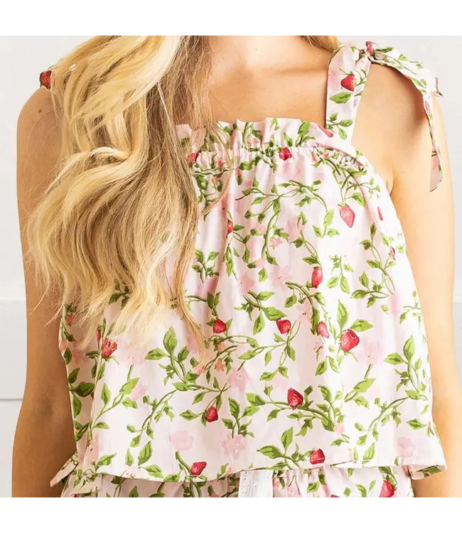 Tie Top PJ Set - Botanical Berry
