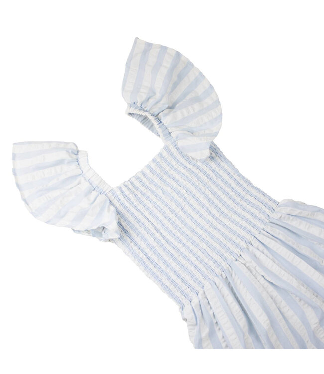 8 Oak Lane Smocked  Dress - Blue & White Stripe