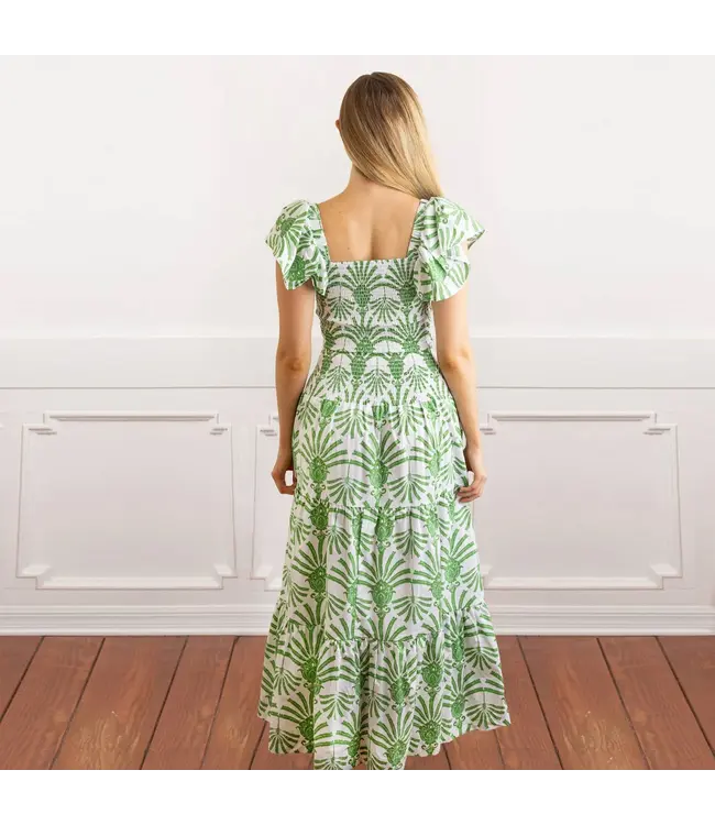 8 Oak Lane 2pc Flutter Sleeve Set - Green Deco Palm