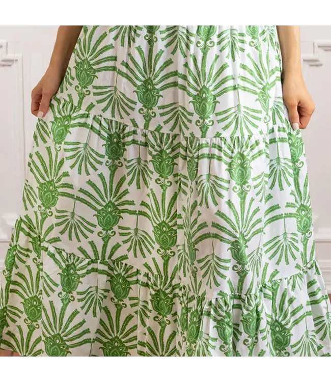 8 Oak Lane 2pc Flutter Sleeve Set - Green Deco Palm