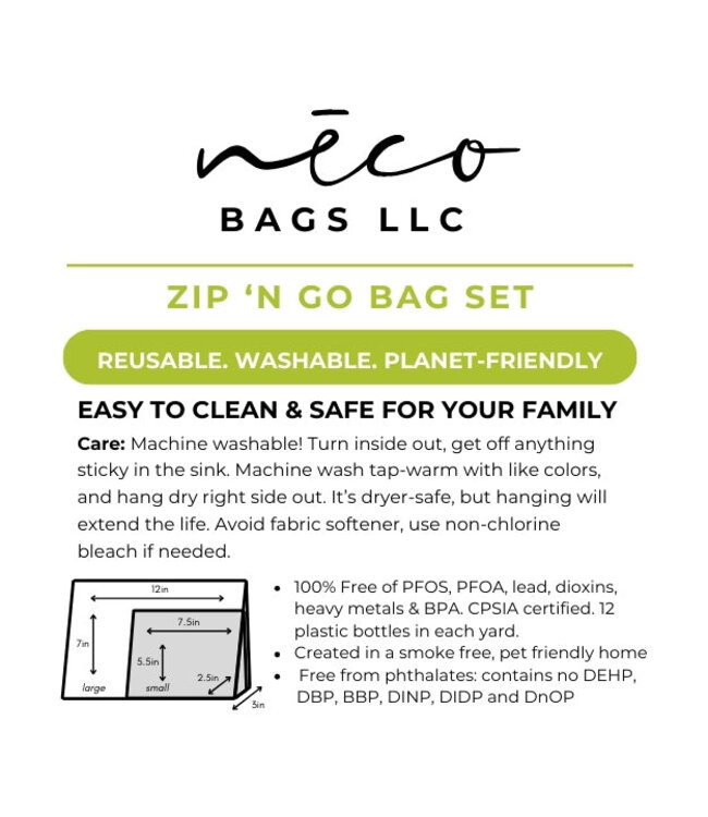 Travel Cosmetic Sustainable Zip 'n Go Bags