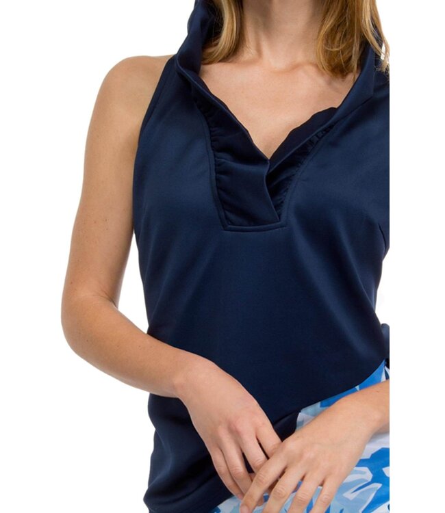 Jersey Sleeveless Ruffneck Top