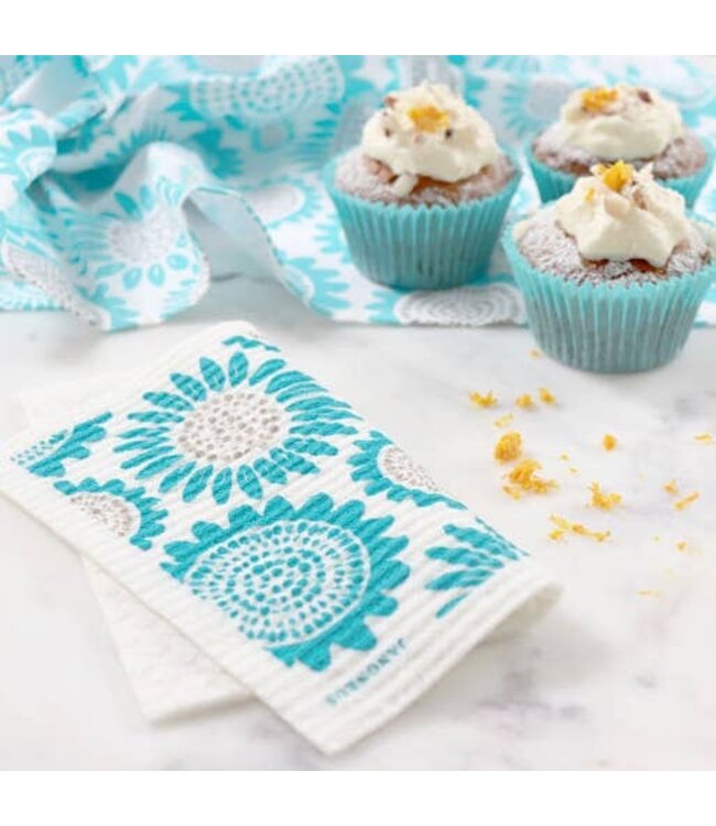 Swedish Dishcloth - Sunflower - Turquoise