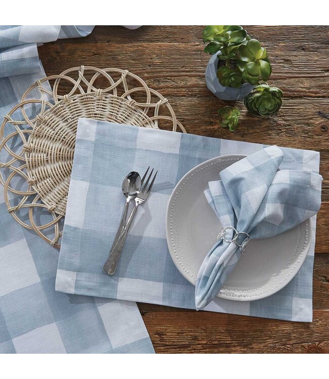 Buffalo Check Watercolor Napkin - Blue Mist