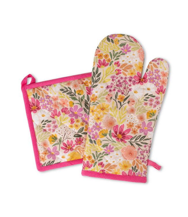 Floral Oven Mitt + Pot Holder Set