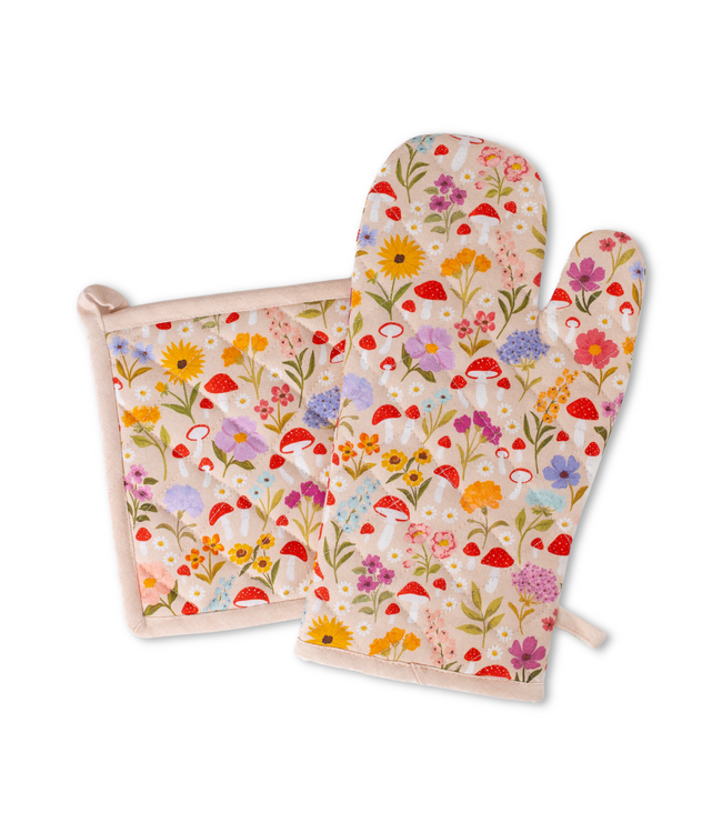 Floral Oven Mitt + Pot Holder Set