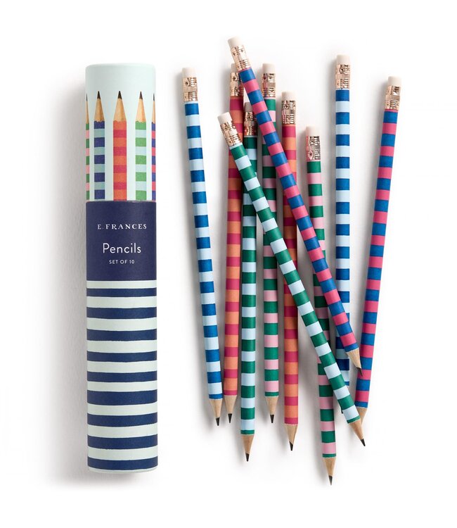 E. Frances Varsity Stripes Set of 10 Pencils