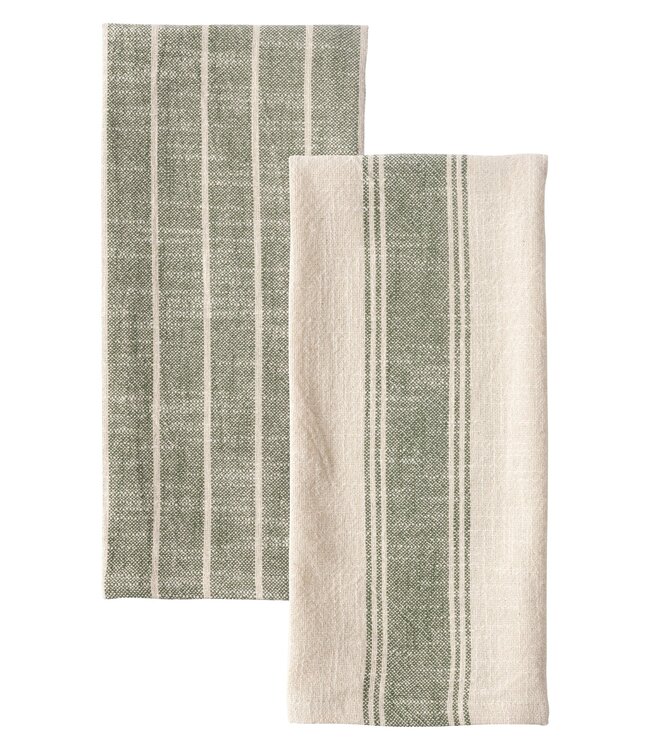 Kaf Home Firenze Natural Slubbed Kitchen Towels - Set of 2