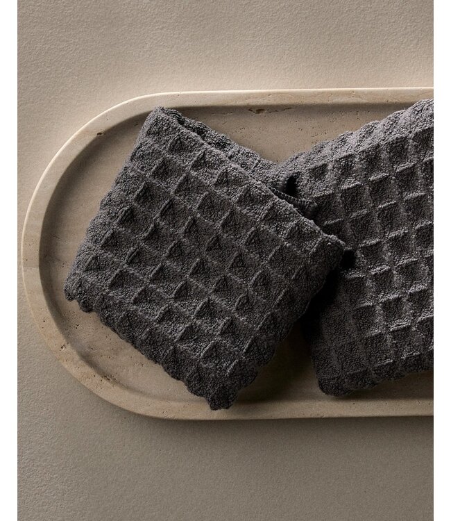 Geometry Waffle Washcloth Set - Charcoal