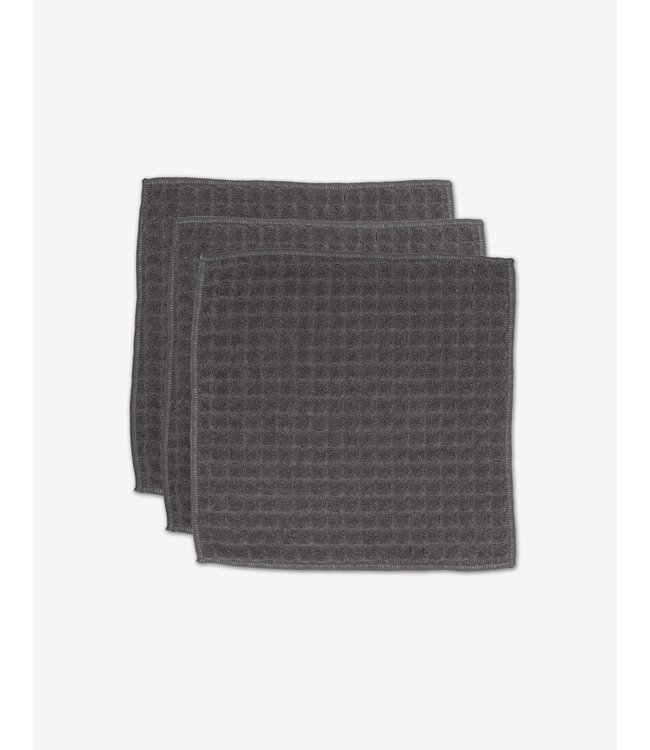 Geometry Waffle Washcloth Set - Charcoal