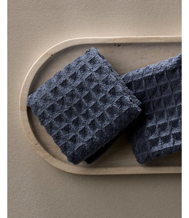 Geometry Waffle Washcloth Set - Midnight Blue