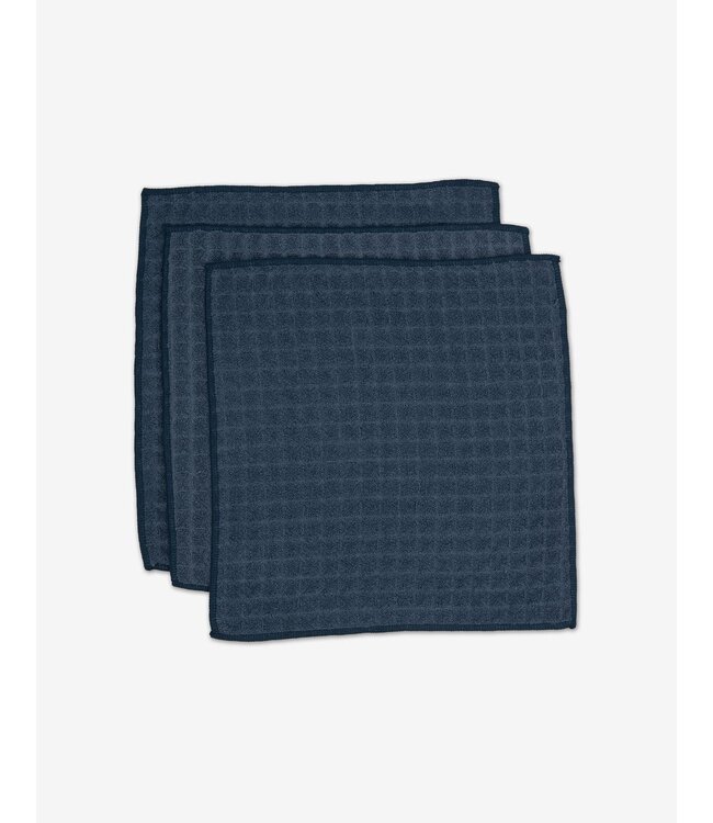 Geometry Waffle Washcloth Set - Midnight Blue