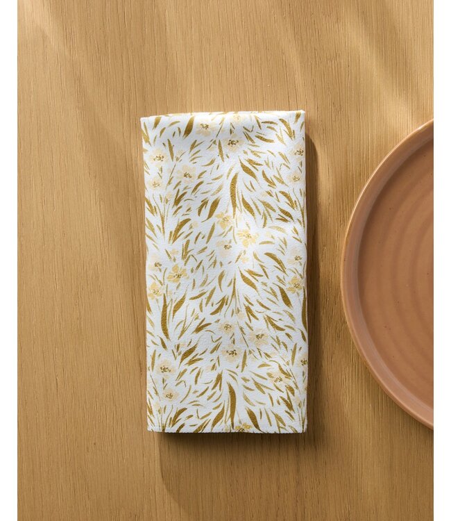 Geometry Dinner Napkin Set - Yellow Floral
