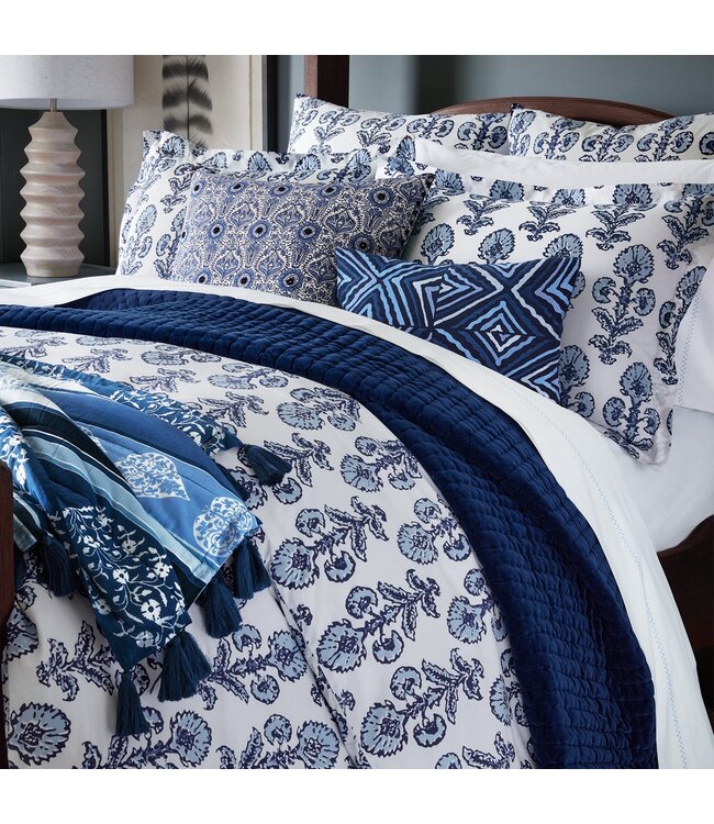 John Robshaw Anketi Light Indigo Organic Sheet Set - Twin / Twin XL