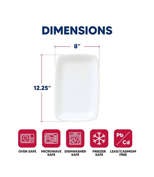 HIC Harold Import Company White Rectangular Platter, 12.25in