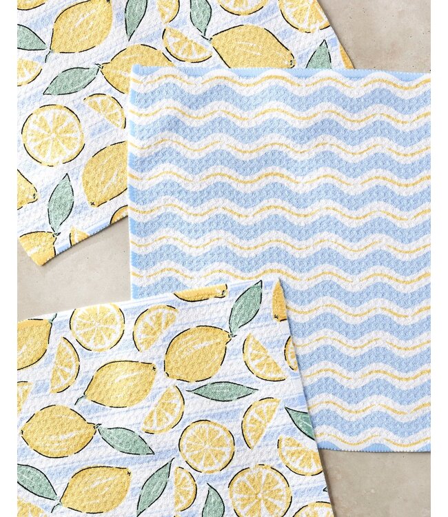 Geometry Dishcloth Set - Lemon Waves