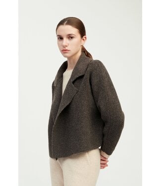 Common Knit Flap Collar Crop Cardigan