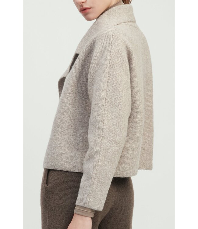 Common Knit Flap Collar Crop Cardigan