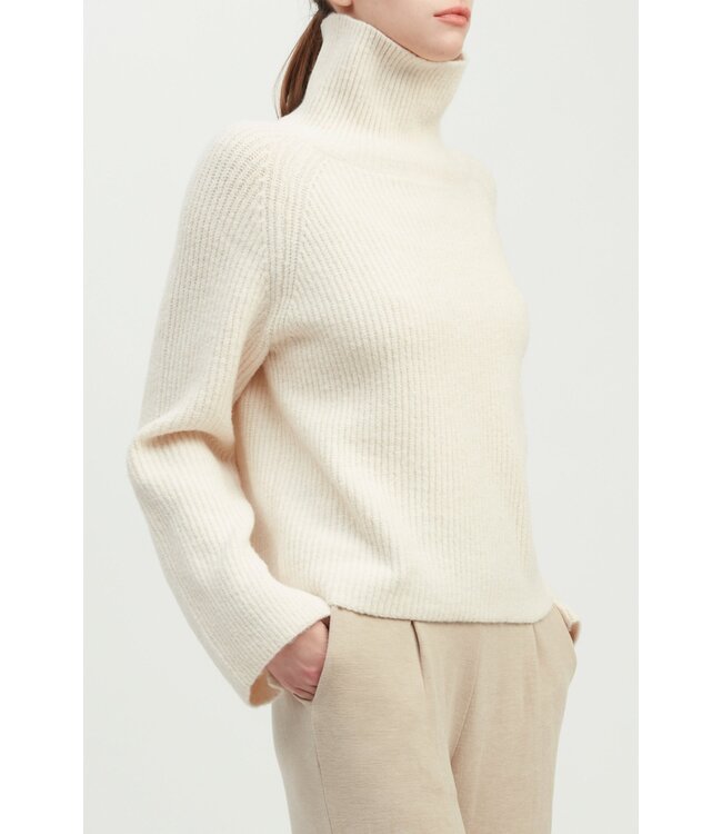 Common Knit Funnel Neck Rib Knit Pullover