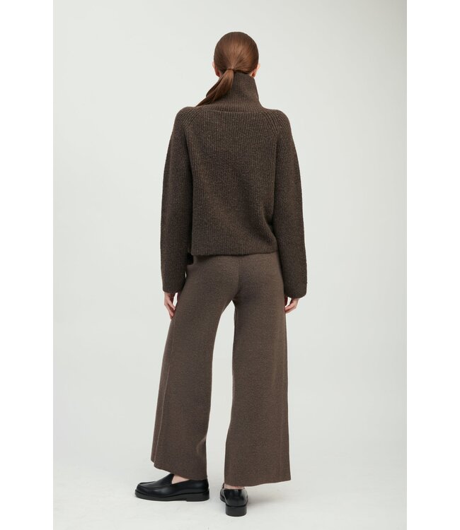 Common Knit Funnel Neck Rib Knit Pullover
