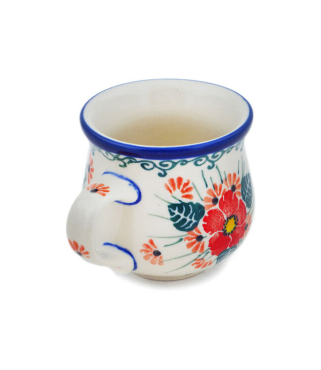 Polmedia Polish Pottery Espresso Cup 2 oz Pink Forget Me Not Theme Unikat