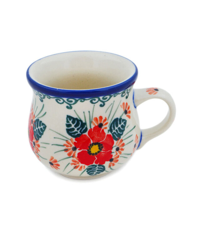 Polmedia Polish Pottery Espresso Cup 2 oz Pink Forget Me Not Theme Unikat