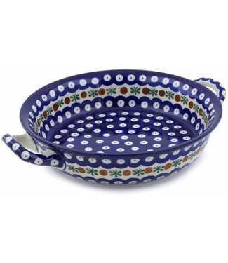 Polmedia Polish Pottery Round Baker with Handles Medium Mosquito Theme