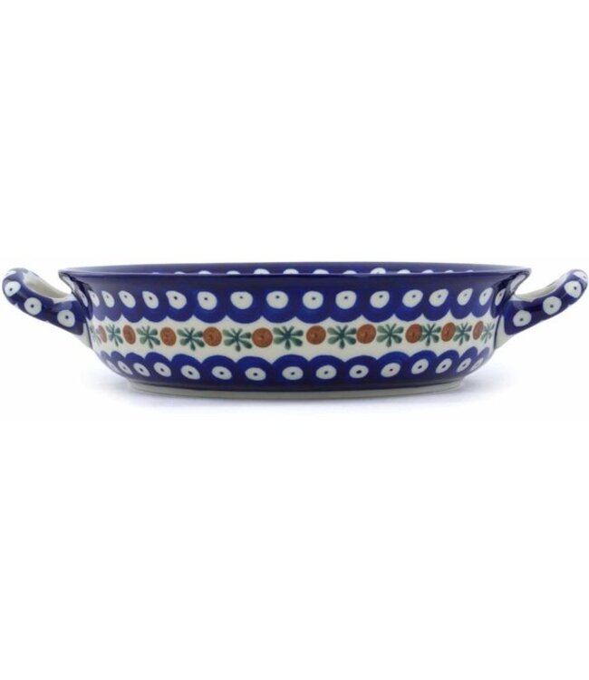 Polmedia Polish Pottery Round Baker with Handles Medium Mosquito Theme