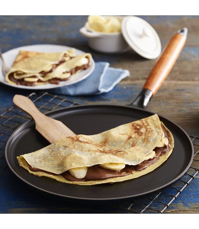 Staub Crepe Pan w/Wooden Handle and Spreader/Spatula - Matte Black