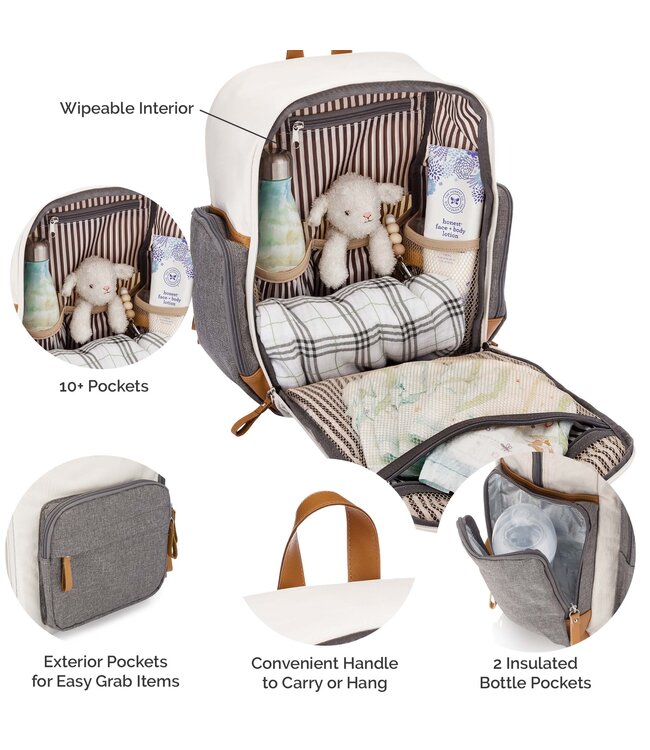 Birch Bag Mini Diaper Backpack, Cream