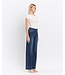 High Rise Dark Wash Trouser Hem Wide Jeans