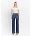 High Rise Dark Wash Trouser Hem Wide Jeans