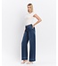 High Rise Dark Wash Trouser Hem Wide Jeans