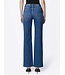 High Rise Full Length Dark Wash Slim Wide Jeans