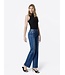 High Rise Full Length Dark Wash Slim Wide Jeans