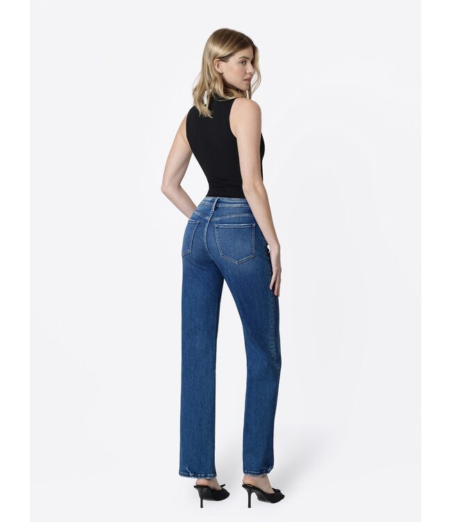 High Rise Full Length Dark Wash Slim Wide Jeans